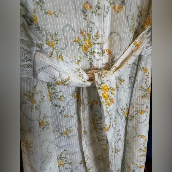 NWOT? Sweet Vintage Tie-Back Floral and Lace Floor Length Empire Waist Dress - Picture 5 of 8